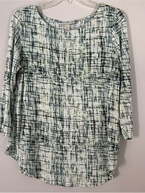 Women's Green Plaid-Print Long Sleeve Knit Top